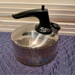 Vintage Revere Ware Stainless Steel Copper Base Whistling Tea Kettle Teapot SML